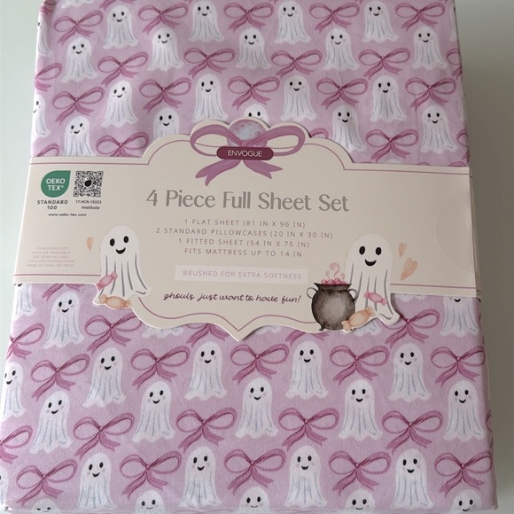 New Envogue Pink Ghost and Bows Full Sheet Set ghost ghouls 👻 - Picture 1 of 15